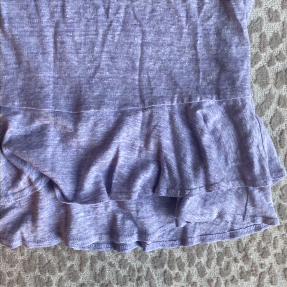 Rebecca Taylor 100% Linen Slub-Knit Lilac Ruffle Sleeveless Top, size XS - Picture 4 of 6